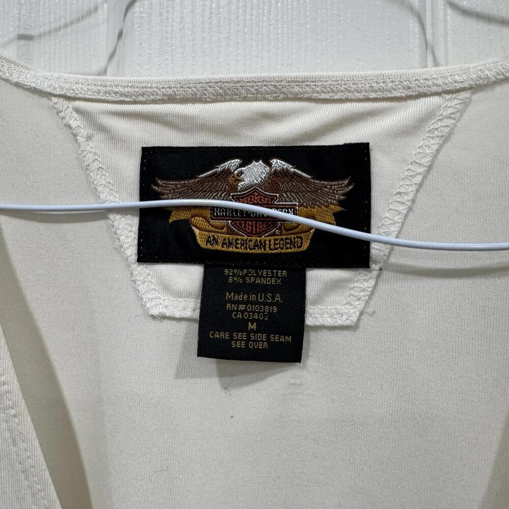Harley Davidson Women's Medium T Shirt Top White Studded Eagle Logo Made In USA - Picture 3 of 9